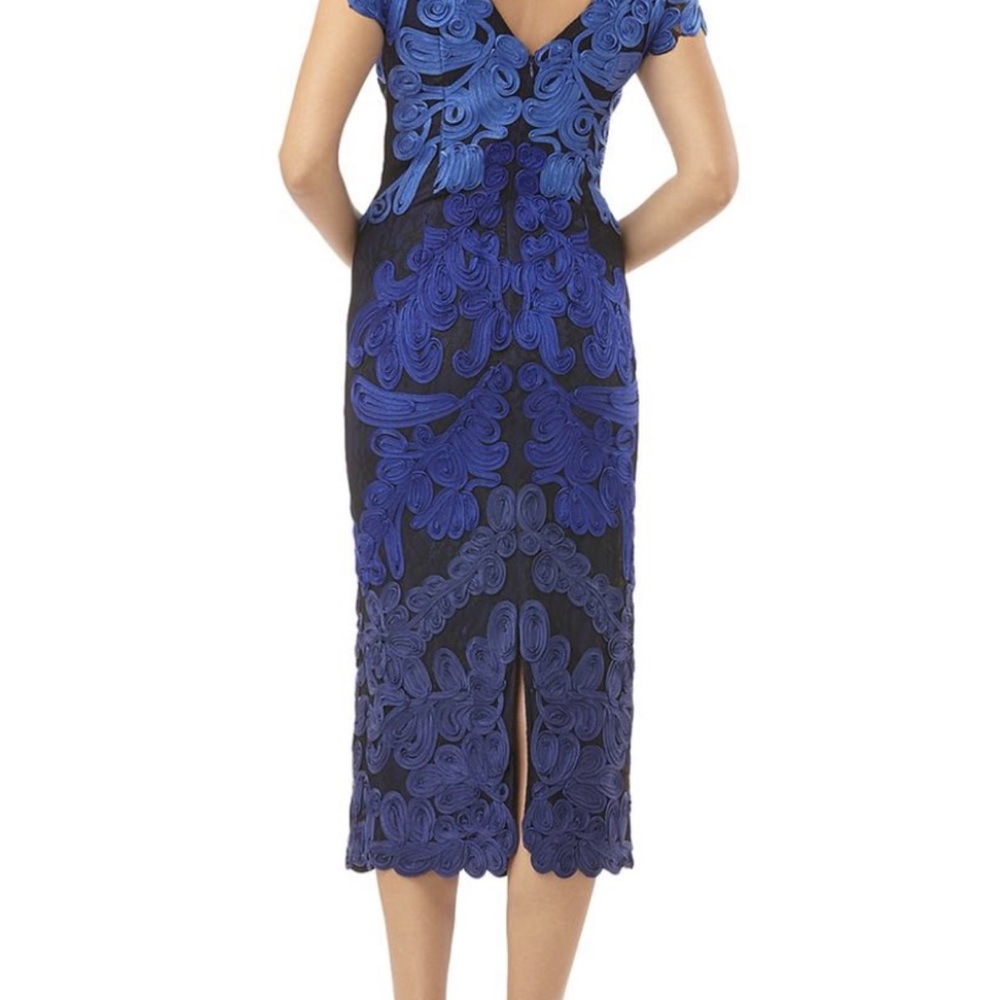 JS Collection Blue Soutache Boatneck Midi Dress